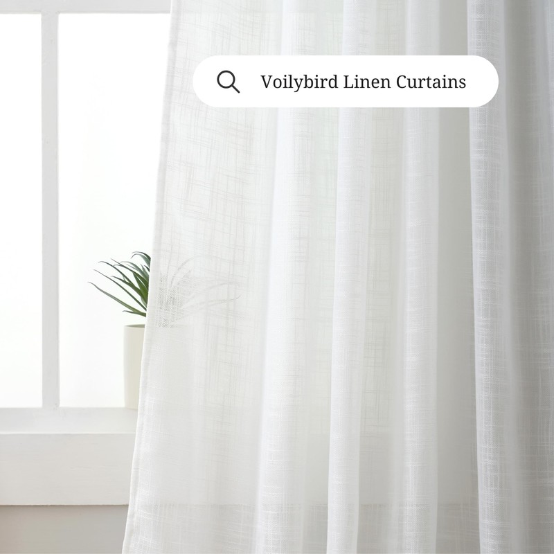 VOILYBIRD Short Curtains for Kitchen Window Linen Texture Curtains Farmhouse