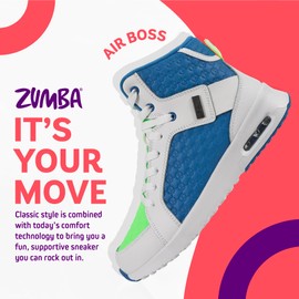 ZUMBA Women’s Air Boss High-Top Air Cushion Sneakers, 6.5, Blue