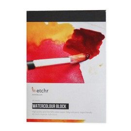 ETCHR 水彩ペーパーブロック A5 プロフェッショナル コットン 水彩ブロック コールドプレス 300g (140ポンド) コールドプレス 水彩コットンペーパーブロック 反り防止 水彩ペーパーブロック