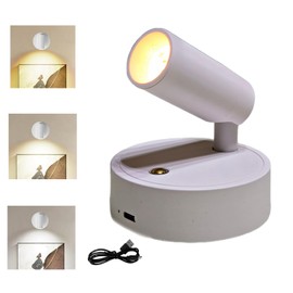 Spot Lights Indoor, Rechargeable Plant Spotlight Indoor, 360° Rotate Wireless LED Uplighting, Battery Powered Ceiling Spotlight for Artwork Painting Tree Plant Picture Lights Wall Light (White)