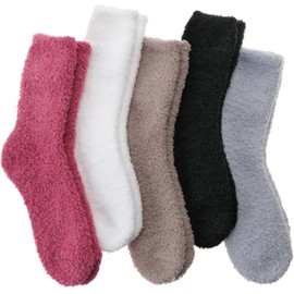 Fuzzy Socks for Women Men Warm Fluffy Winter Cozy Thick Slipper Plush Sleep Comfy Crew Socks Christmas Gifts Stocking Stuffers for Women(Grey/Khaki/Black/White/Rose Red,M)