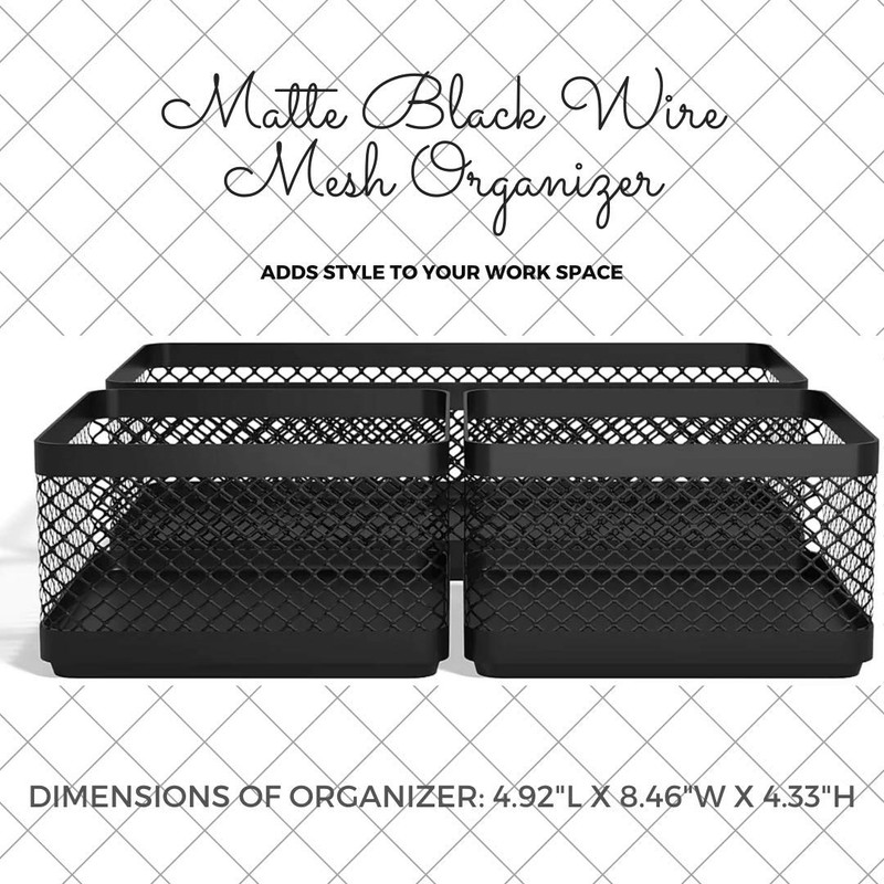 1InTheOffice Desk Baskets and Organizers Tray, Black Mesh Tray, Black