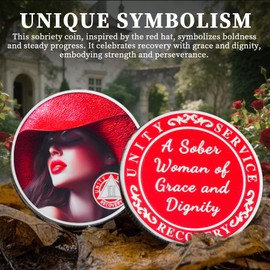BraveBloom 2Year Elegant Womens Sobriety Coin–A Sober Woman of Grace and Dignity–Unity Service Recovery Sober Chips –Sobriety Gifts for Women