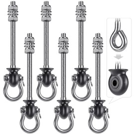 Dolibest Set of 6 Permanent Antirust Stainless Steel 304 Heavy Duty Swing Hangers for Playground Porch Yoga Hammock Chair, Easy to Install on Wood/Steel Beam, Rustproof and Durable, 7.67''