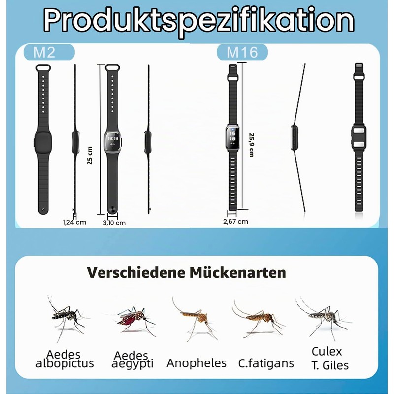 Ultrasonic Mosquito Bracelet USB Rechargeable with Watch