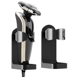 Linkidea Adjustable Electric Shaver Holder, 2 Pack Self Adhesive Razor Stand, Shower Razor Stand Compatible with Philips Series 7, Series 9 (Black)