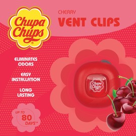 Chupa Chups Car Air Freshener, Candy Cherry - Long Lasting Car Fresheners with Fun Scents, Colorful and Vibrant Air Freshener for Car, Unique Car Freshener Perfume Deodorizer - 1-Pack (2pcs Total)