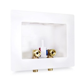 Highcraft TC200-S Washing Machine Outlet Box Dual Drain Assembled with 1/2'' Press Valves White ABS