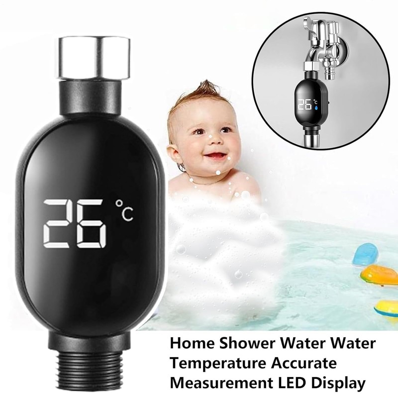 Shower Thermometer,Water Temperature Sensor Gauge with Led Digital Display, Waterproof