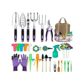 Juego de Herramientas de jardín, Herramientas de jardinería de Aluminio de Alta Resistencia para jardinería, Herramientas de Mango ergonómico Antideslizante (23 Piezas-Morado)