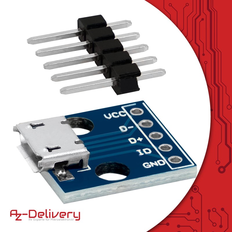 AZDelivery 50 x Micro USB Port Socket | USB Power