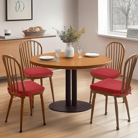 Olliwand Chair Cushions for Dining Chairs Set of 4,High Resilience Foam Kitchen Chair Cushions,with Ties and Non-Slip Backing,Red