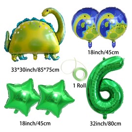 Jrzyhi Dino Birthday Decoration Dino Balloons 6 Year Birthday Dinosaur 6 Year Birthday Decoration 6 Dinosaur Children's Birthday Decoration for Jungle Party Children Dinosaur Party Decoration