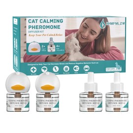 NHMFMLZW Cat Pheromones Calming Diffuser Kit, Pheromone Diffuser to Calm Cats, Multi Cat Anxiety Relief Stress Reduction, Reduce Fighting, Spraying and Scratching, 2 Diffusers & 4 Refills