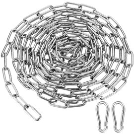 Stainless Steel Chains, Heavy Duty Chain Links, Metal Chain Security Chain, Galvanized Steel Welded Link Chains for Fence Gate Door Bike Bicycle Swing Security Lock Lift Chains (3mm*4m)