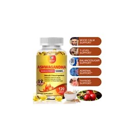 Organic Ashwagandha Capsules 5000mg – Extra Strength Herbal Supplement for Stress Relief, Adrenal Support, and Mood Balance – Natural Energy & Immune Support – 120 Vegan Capsules