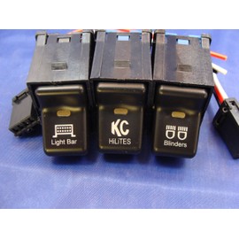 fits The Jeep® 1997-2006 TJ Wrangler Rocker Switch Light Bar, KC, Blinders 3 Pack with Pig Tails