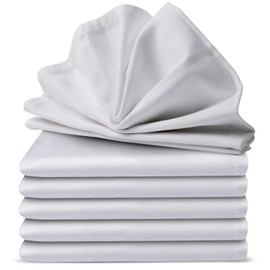 Loco Bird Fabric Napkins White 40 x 40 cm with Satin Edge Pack of 6 - Damask Napkins Fabric - 100% Cotton - High-Quality Cotton Napkins, Wedding Napkins, Table Napkins