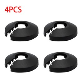 Adyoney 4 Pcs 0.63inch(16mm) Black Flange Water Pipe Cover Decoration - Stylish Radiator Pipe Collar for Wall Pipe Tube Decoration - Durable PP Plastic Escutcheon