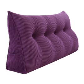 homecozy Wedge Large Headboard Pillow, Adult Backrest Cushion Support for Sitting Up in Bed, Ergonomics Body Positioning Reading Pillow with Washable Corduroy Cover 54in Purple Full