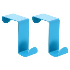 uxcell Over The Door Hooks,2pcs - Stainless Steel Door Hangers Hooks, S-Shaped Double Hooks for Hanging Clothes, Hats, Towels (Blue)