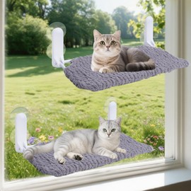 AIWIKIDE 2PC Cat Window Perch, Easy Install Bracket, Portable Wall Hammock for Indoor Cat, Grey