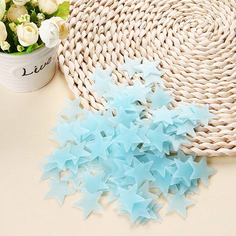Ymai Pack of 200 Luminous 3D Star Stickers in Blue