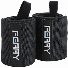 FERRY Wrist Wraps Weight Training, Stabilize the Wrists, 2-piece Set, 23.6 inches (60 cm), Black