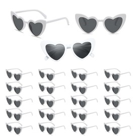 YISIZES 24 Pack Love Heart Shaped Sunglasses, Womens White Sun Glasses Novelty Eyewear for Wedding Birthday Hen Party, Photo Shoot Decorations for Ladies Men Teenager Grils Bride and groom Bridesmaid