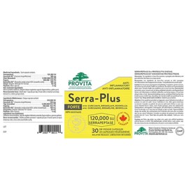 Serra Plus - Serrapeptase-based synergistic formula - by Provita Nutrition - Made in Canada (30 Count)