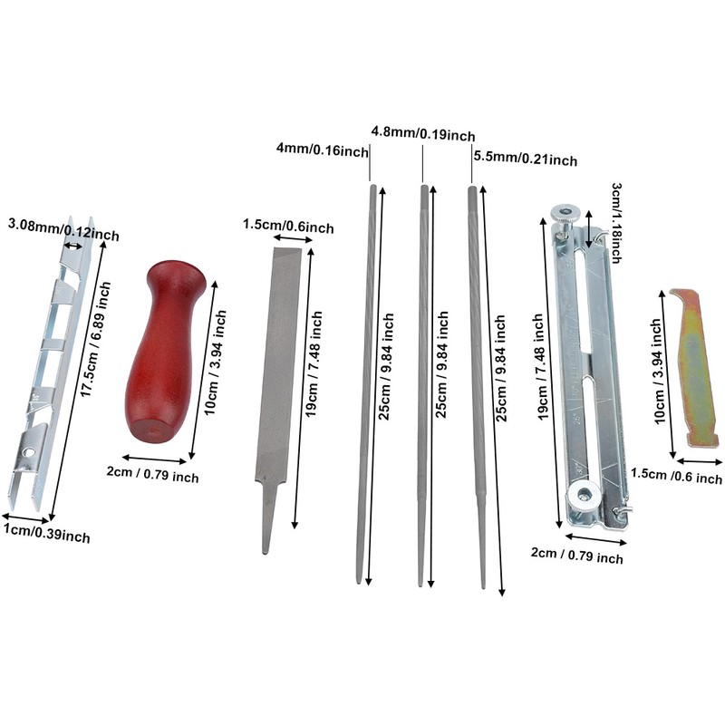 8Pcs/Set Chainsaw Files Depth Gauge Chain Saw Sharpening Tool Kit