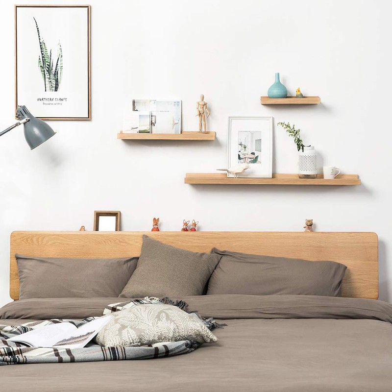 Gieanoo Floating Shelf, 30cm Solid Oak Wood Rustic Shelf Wall