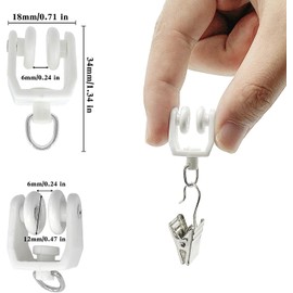 Curtain Track Rollers, 30 Pack Curtain Track Gliders Plastic Twin Wheeled Carriers Drapery Rail Sliding Glider for Windows Shower Rv Curtain Tracks, White