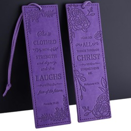 2 Pcs Christian Leather Bookmarks for Women, Purple Christian Gifts for Women Book Marks for Reading Women (Purple)