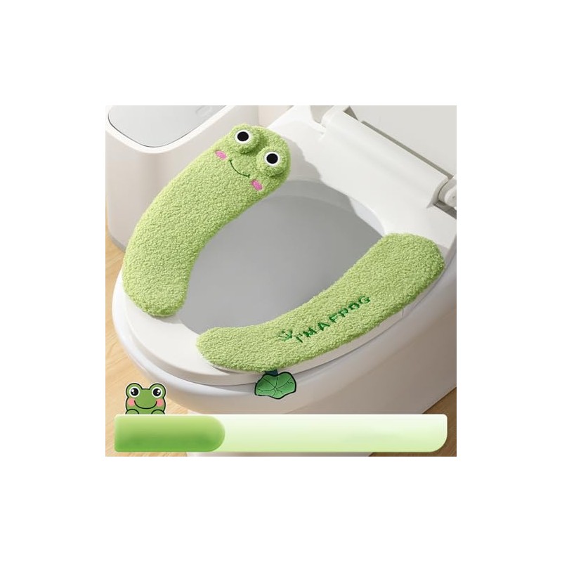 Cute Frog Toilet Seat Cover, Thickened Winter Warm Toilet Mat,