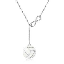 Vekoliry - Collar de plata de ley 925 con colgante de voleibol infinito, joyería para jugadores y mujeres amantes, Pequeño, Plata esterlina, Sin piedra preciosa