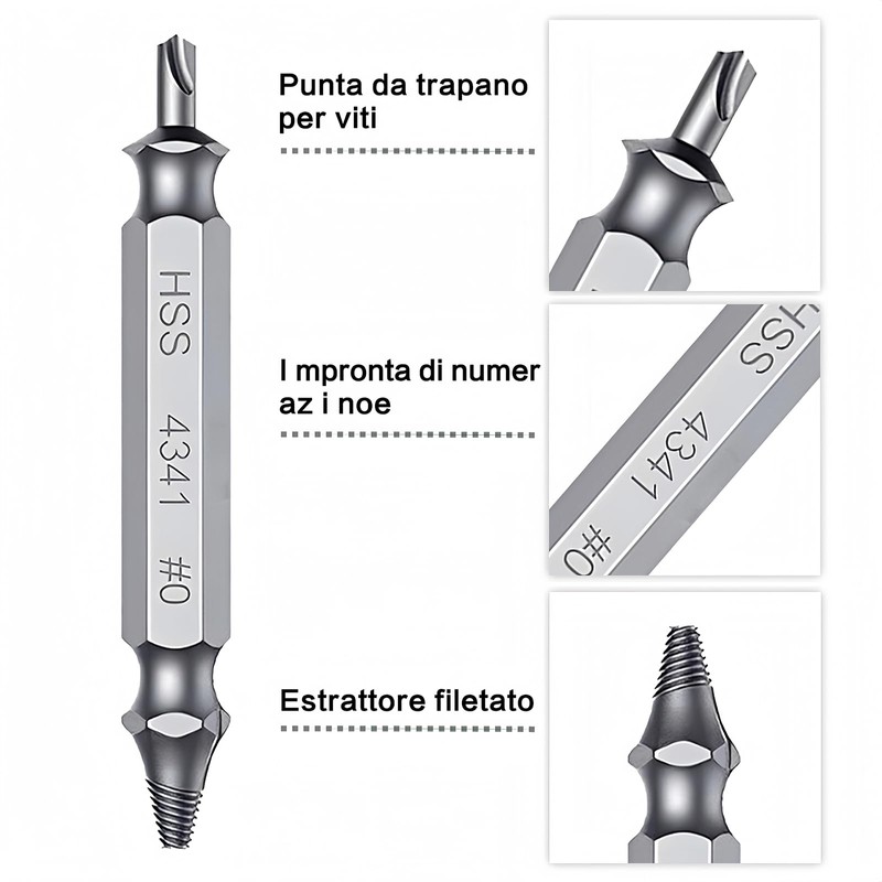 CeyMlem Damaged Screw Extractor, Split Screw Extractor, Set of Tools