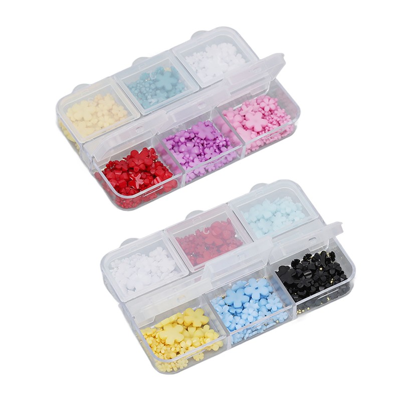 2 Boxes 12 Grids 3D Flower Nail Charms Resin DIY