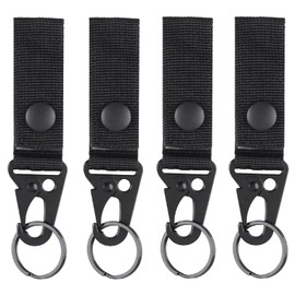 YAPJEB Duty Belt Keeper, Tactical Gear Clips Molle key holder Nylon Key Ring for Belt, Molle Key Keeper Tactical Keychain Holder (Black)