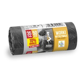 ANNA ZARADNA ST-AZ-010516 10% Thick Rubbish Bags Tear-Resistant Durable 35 L | Pack of 50 - 1 Roll | Rubbish Bags for Household Waste Office Made of Thick HDLD Regranulate Film Colour: Black