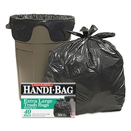 Handi-Bag HAB6FTL40 Super Value Pack Trash Bags, 33gal, .65mil, 32.5 x 40, Black, 40/Box