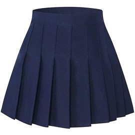 SANGTREE Falda plisada para mujeres con cómoda banda elástica, 2 años - US 2XL, Azul marino/flor y brillo, S