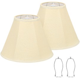 Bell Lamp Shades Set of 2, Cream Fabric Lampshades Medium Shade Replacement, 6"Top x 13"Bottom x 10"High, Natural Linen Hand Crafted(Spider Fitter), Harp Holders Included, Easy Assembly Required