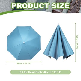 YELARXI Umbrella Hat, Fishing Hat Hands Free Waterproof Adjustable Sun Rain Cap Hat with Elastic Band Fit for Women Men Fishing Camping Gardening Beach Sunshade Outdoor(Sky Blue)