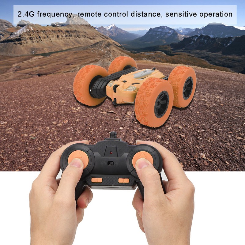 Remote Control Mini Plastic Light Double sided Electric 360°Rotation Car