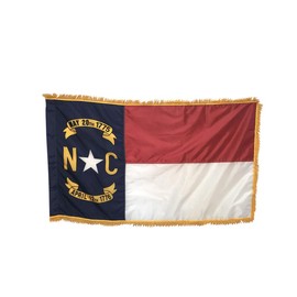 3x5' North Carolina Indoor Flag with Pole Hem and Gold Ornamental Fringe