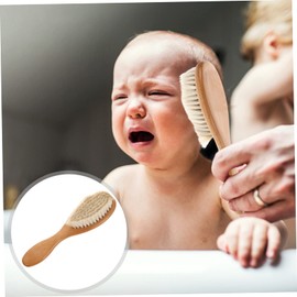 Minkissy Wood Hair Brush Wool Bristles Gentle Boy Girl Scalp Massage Comb for Newborns Detangles Hair Reduces Cradle Cap for Boys and Girls Grooming