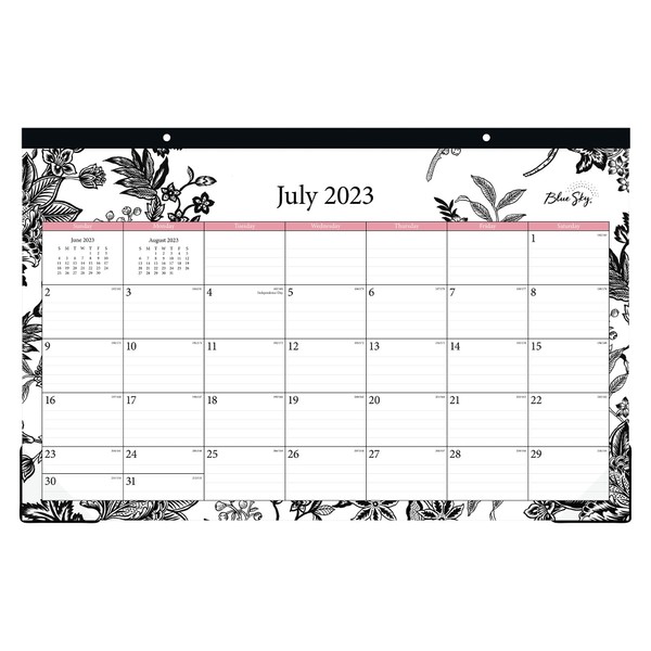 Blue Sky 2023-2024 Academic Year Monthly Desk Pad Calendar, 17" x 11", Trim Tape Binding, Two-Hole Punched, Ruled Blocks, Analeis (130617-A24)