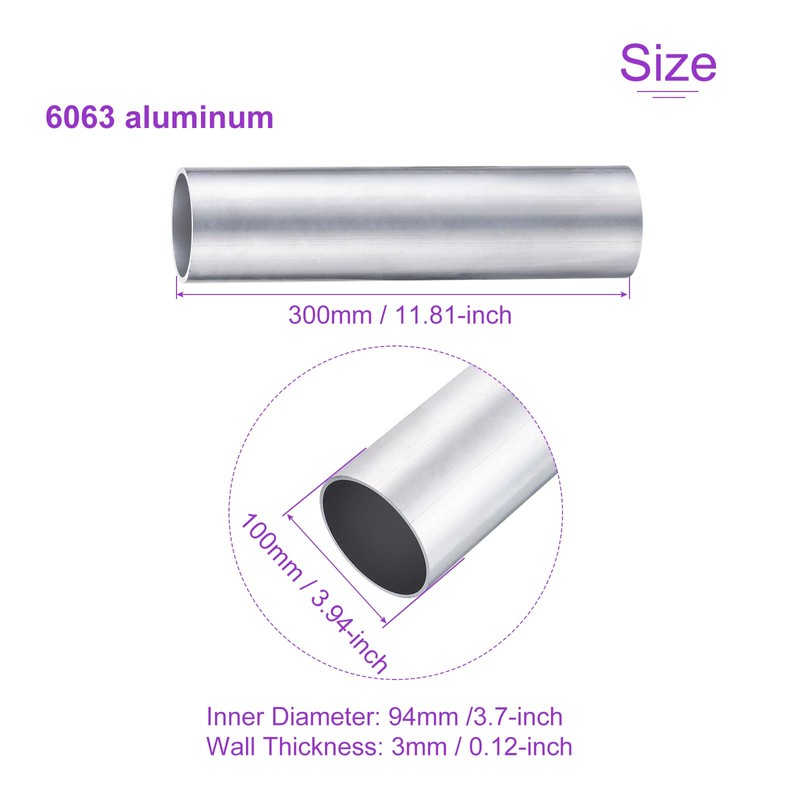 DMiotech 6061 Aluminum Round Pipe Outer Diameter 4" (about 100mm)