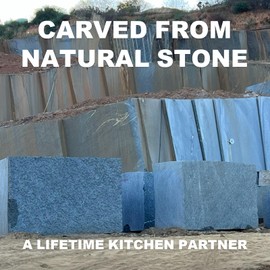 Koville African Granite Mortar and Pestle Set, 6.3" Stone Grinder Bowl for Guacamole, Salsa, Pill Crusher, Spice, Herb, Garlic, Nut, Heavy Duty Grinder for Kitchen, Polished Finish